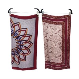 ANNE KLEIN Vintage Bundle of (2) 100% Silk Red Classic Square Scarves
